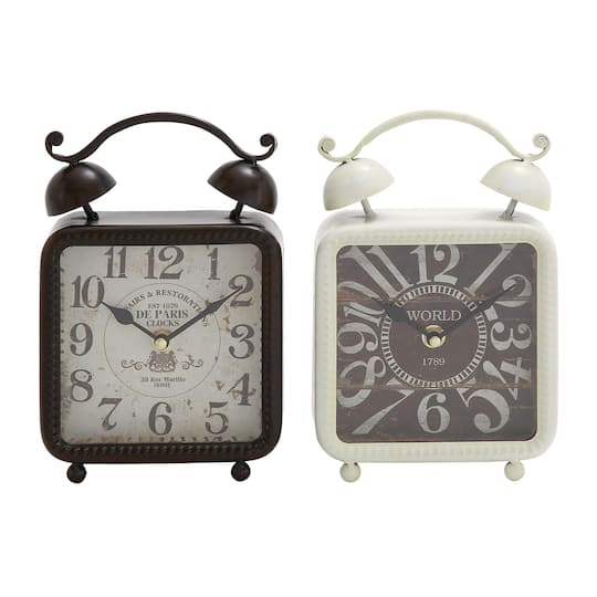 9&#x22; Black &#x26; White Metal Vintage Clock Set